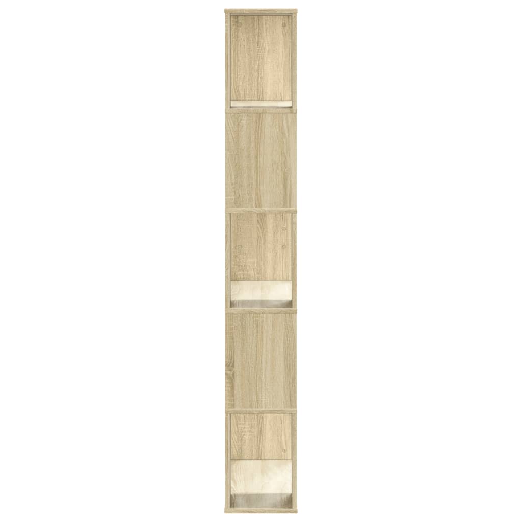 5 szintes sonoma tölgy színű fa könyvespolc 80,5x23,5x162,5 cm