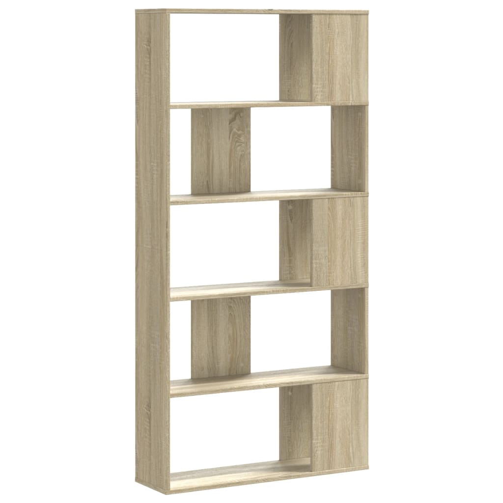 5 szintes sonoma tölgy színű fa könyvespolc 80,5x23,5x162,5 cm