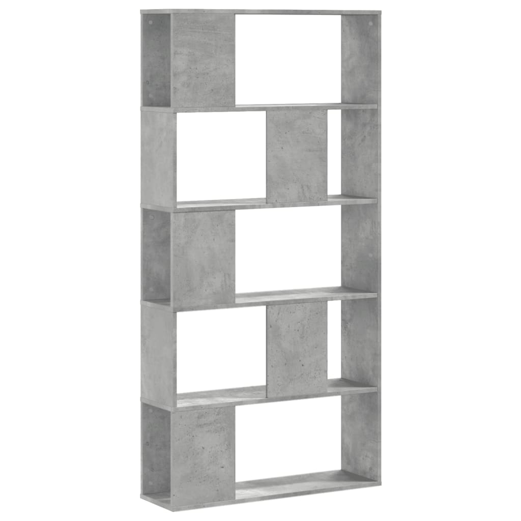 5 szintes betonszürke szerelt fa könyvespolc 80,5x23,5x162,5 cm