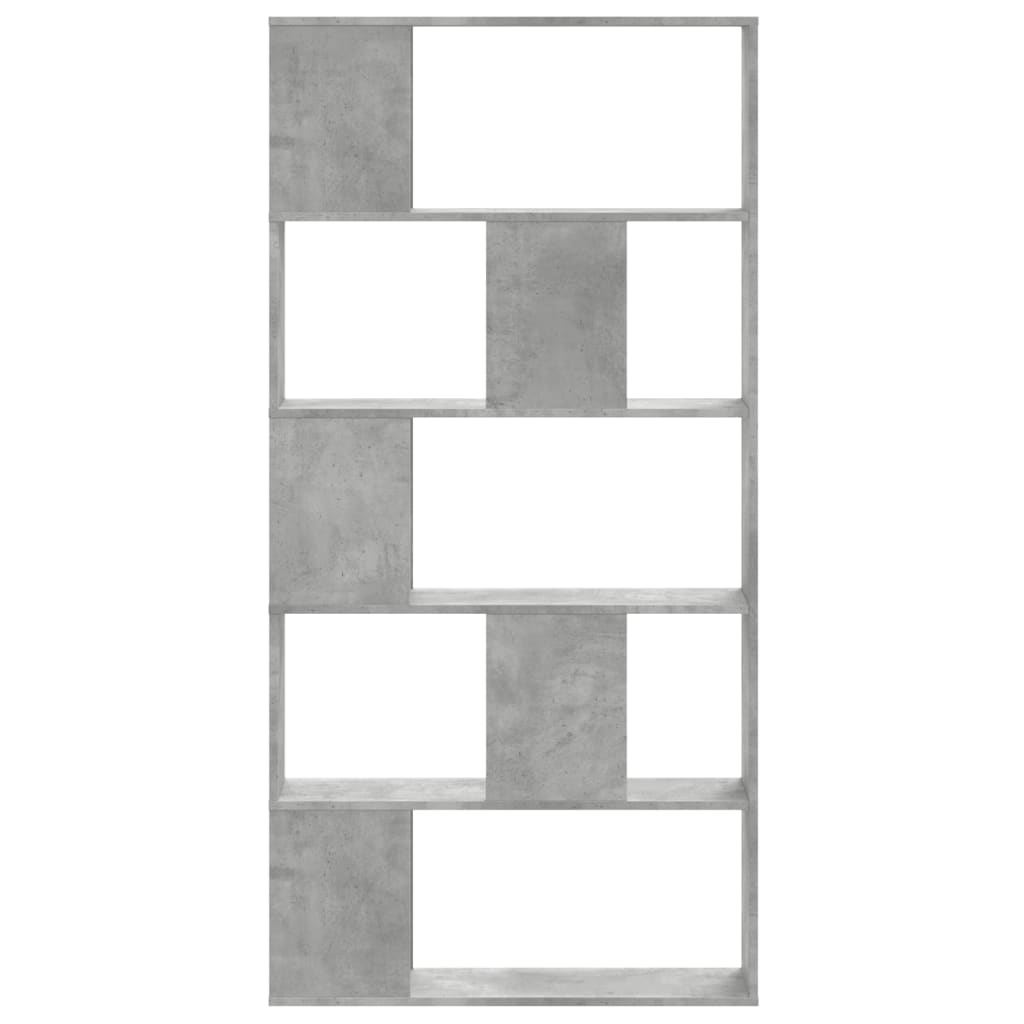 5 szintes betonszürke szerelt fa könyvespolc 80,5x23,5x162,5 cm