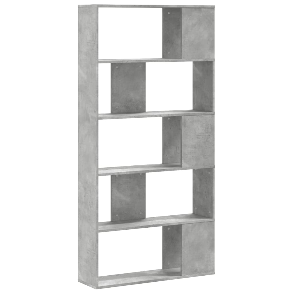 5 szintes betonszürke szerelt fa könyvespolc 80,5x23,5x162,5 cm