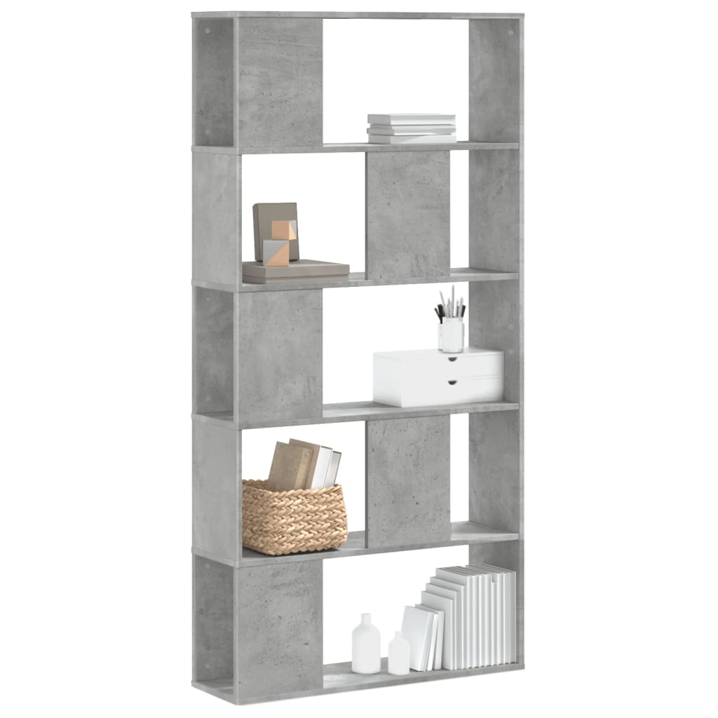 5 szintes betonszürke szerelt fa könyvespolc 80,5x23,5x162,5 cm