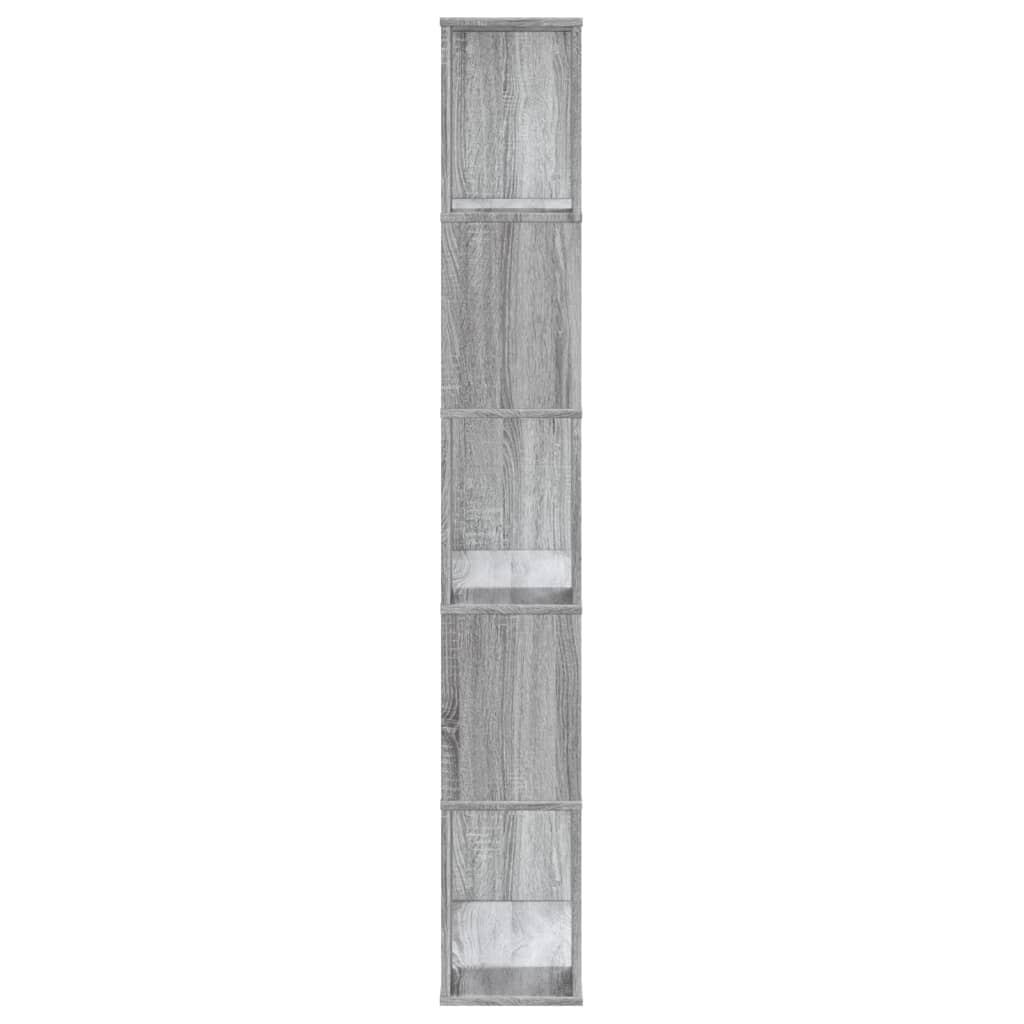 5 szintes szürke sonoma színű fa könyvespolc 80,5x23,5x162,5 cm