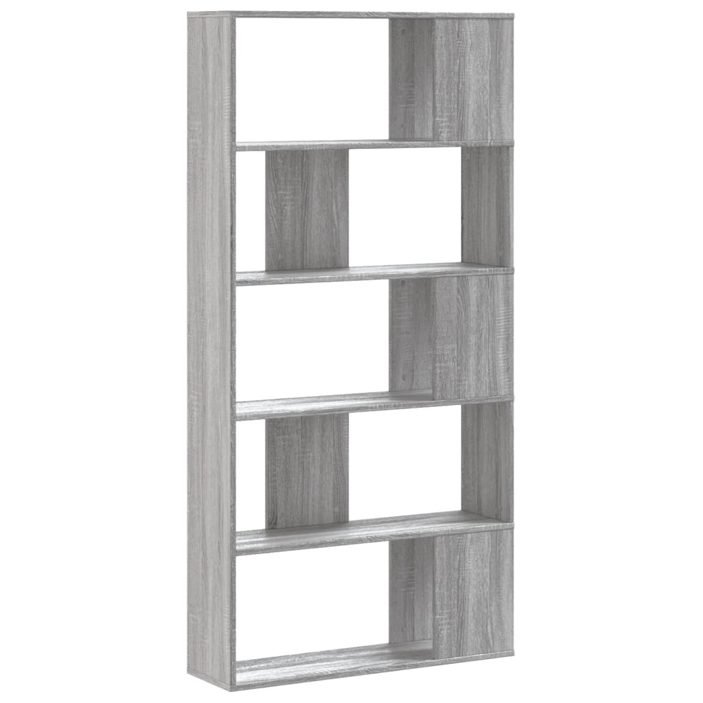 5 szintes szürke sonoma színű fa könyvespolc 80,5x23,5x162,5 cm