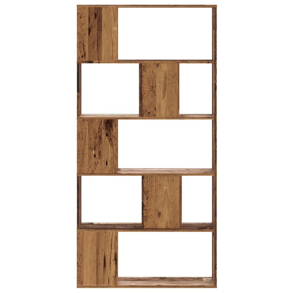5 szintes antik fa színű fa könyvespolc 80,5 x 23,5 x 162,5 cm