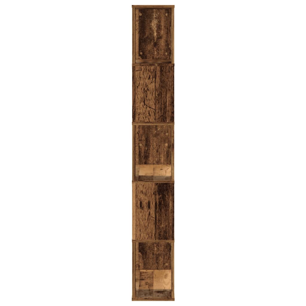 5 szintes antik fa színű fa könyvespolc 80,5 x 23,5 x 162,5 cm