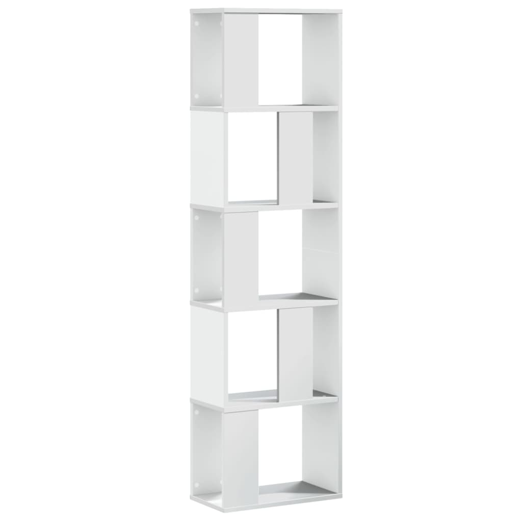 5 szintes fehér szerelt fa könyvespolc 45 x 23,5 x 162,5 cm