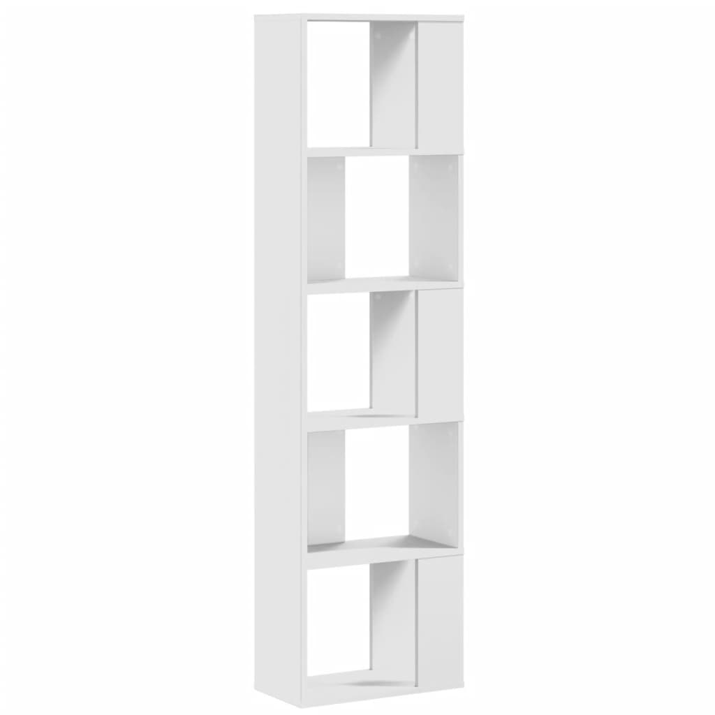 5 szintes fehér szerelt fa könyvespolc 45 x 23,5 x 162,5 cm