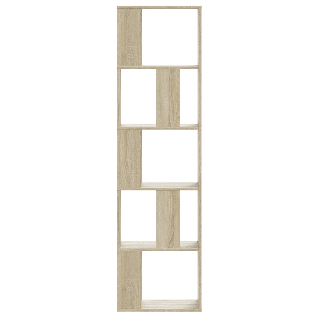 5 szintes sonoma tölgy szerelt fa könyvespolc 45x23,5x162,5 cm