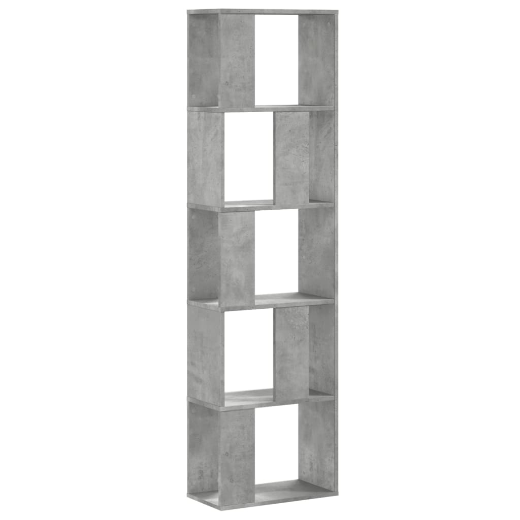 5 szintes betonszürke szerelt fa könyvespolc 45x23,5x162,5 cm