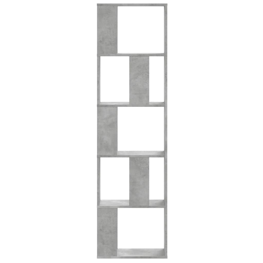 5 szintes betonszürke szerelt fa könyvespolc 45x23,5x162,5 cm