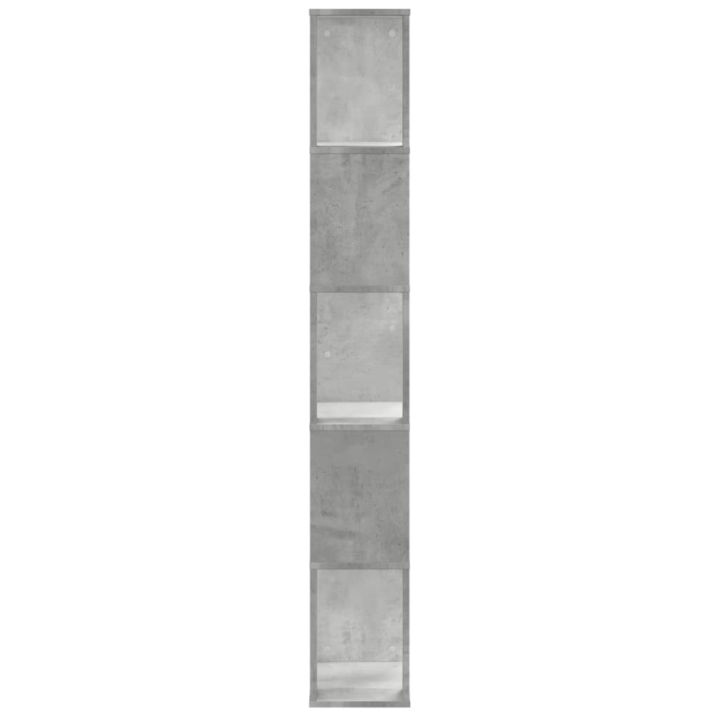 5 szintes betonszürke szerelt fa könyvespolc 45x23,5x162,5 cm