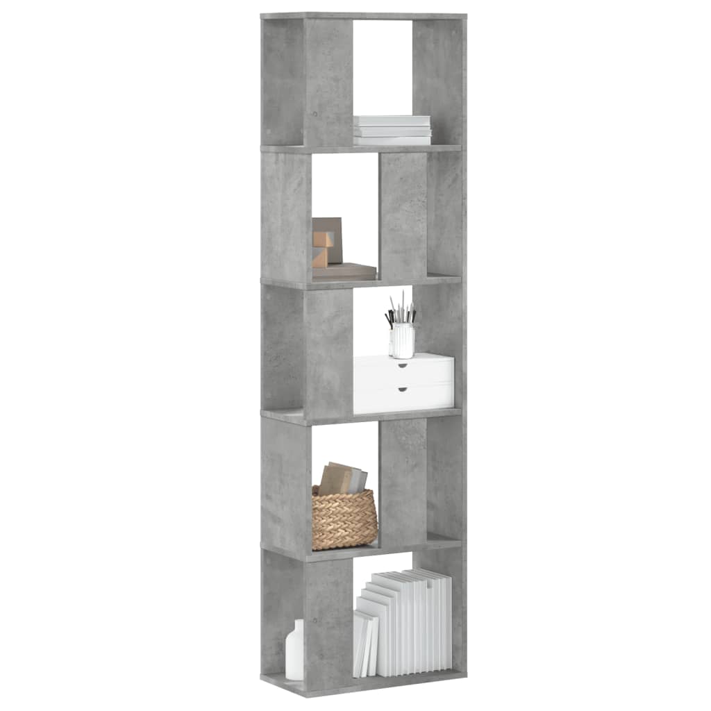 5 szintes betonszürke szerelt fa könyvespolc 45x23,5x162,5 cm