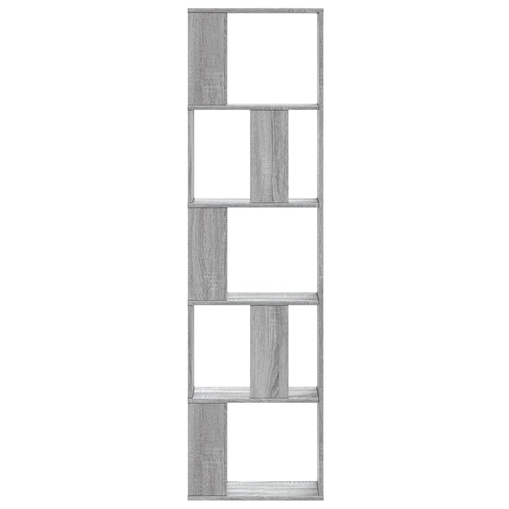 5 szintes szürke sonoma szerelt fa könyvespolc 45x23,5x162,5 cm