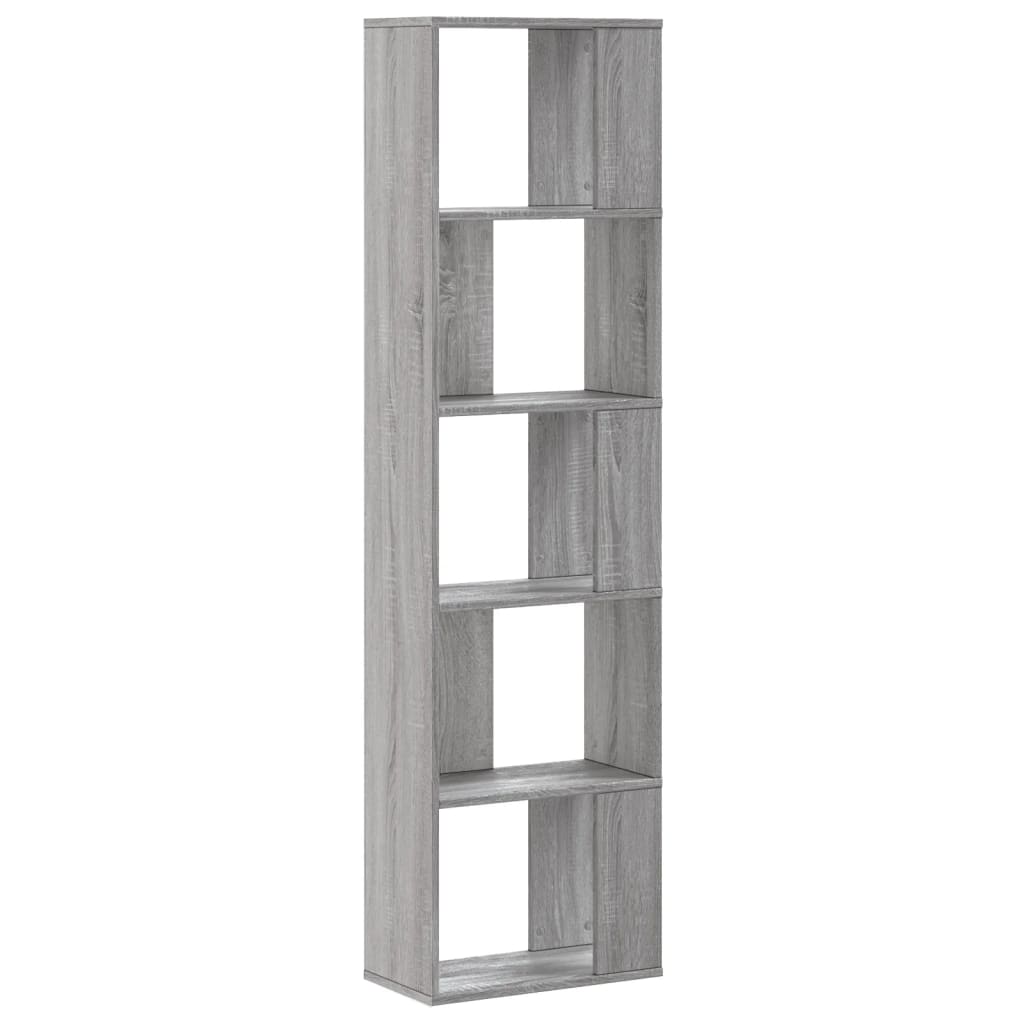 5 szintes szürke sonoma szerelt fa könyvespolc 45x23,5x162,5 cm