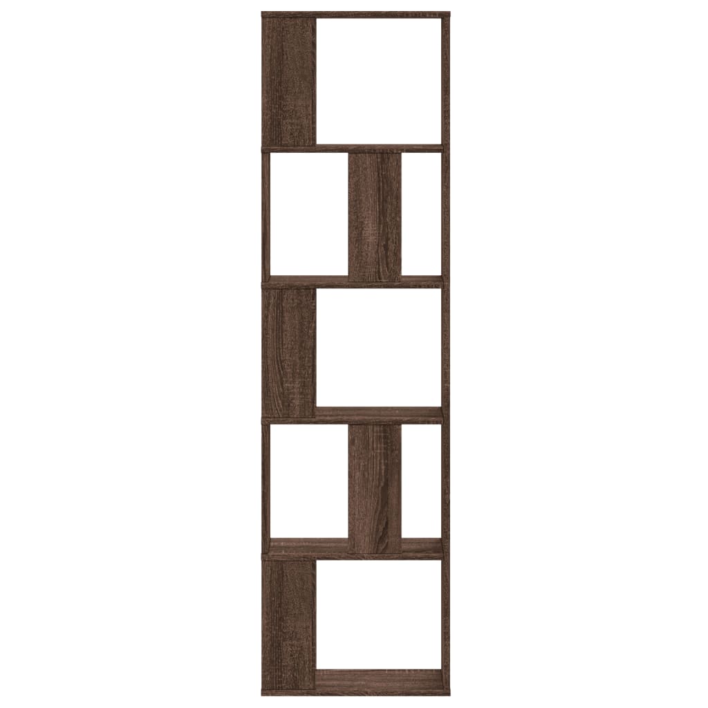 5 szintes barna tölgy szerelt fa könyvespolc 45x23,5x162,5 cm