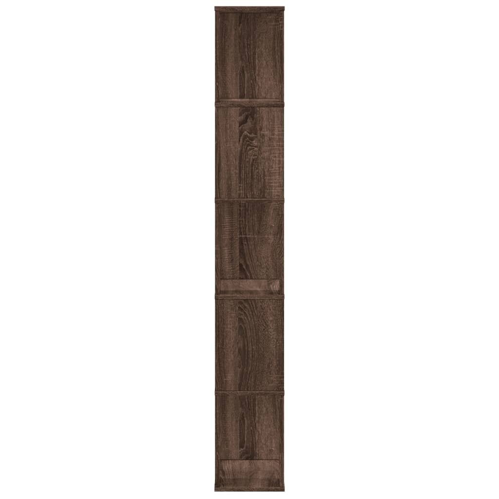 5 szintes barna tölgy szerelt fa könyvespolc 45x23,5x162,5 cm