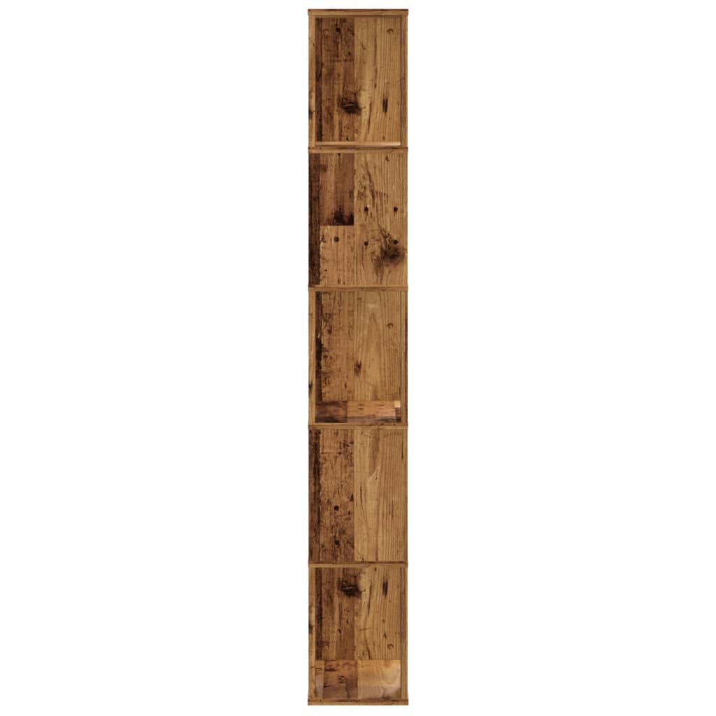 5 szintes antik fa színű fa könyvespolc 45 x 23,5 x 162,5 cm
