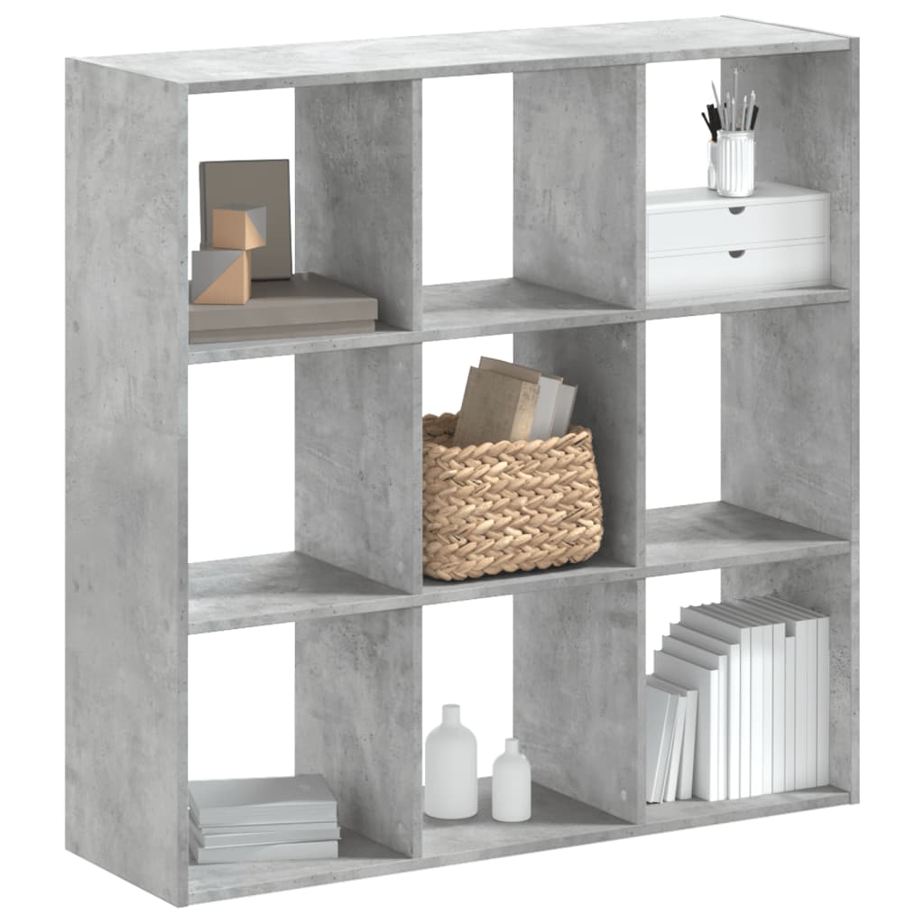betonszürke szerelt fa könyvespolc 102 x 32 x 102 cm