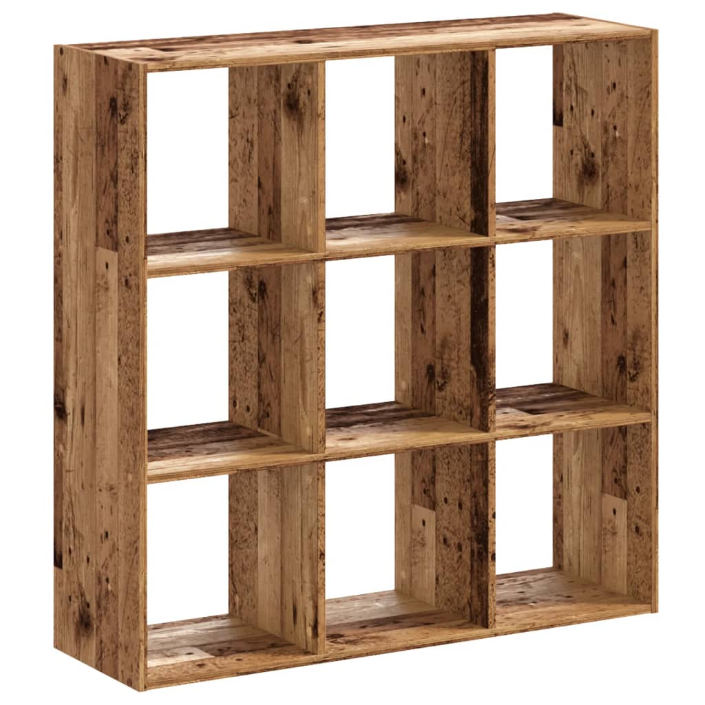antik fa színű szerelt fa könyvespolc 102 x 32 x 102 cm