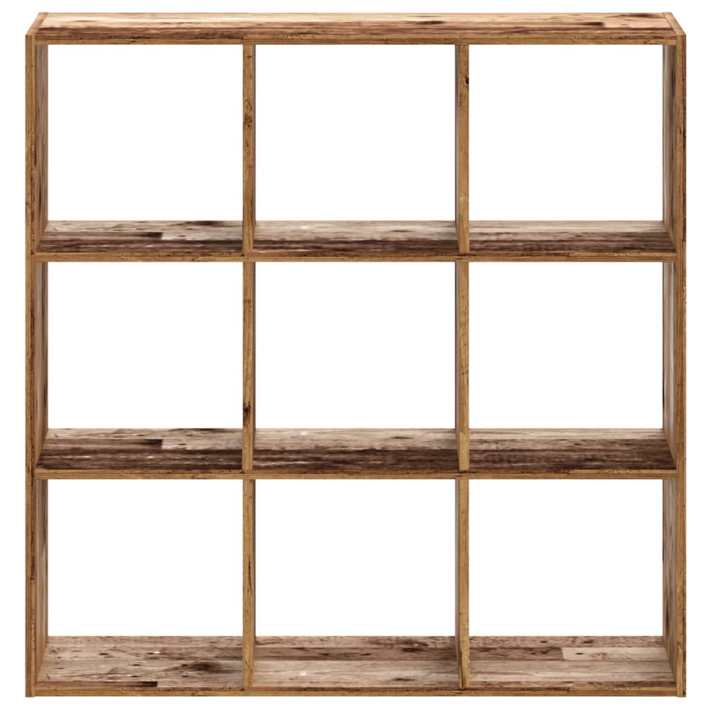 antik fa színű szerelt fa könyvespolc 102 x 32 x 102 cm