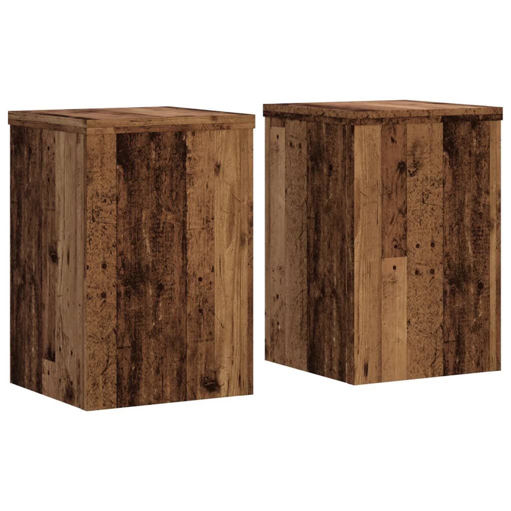 2 db antik fa színű szerelt fa növénytartó állvány 25x25x35 cm