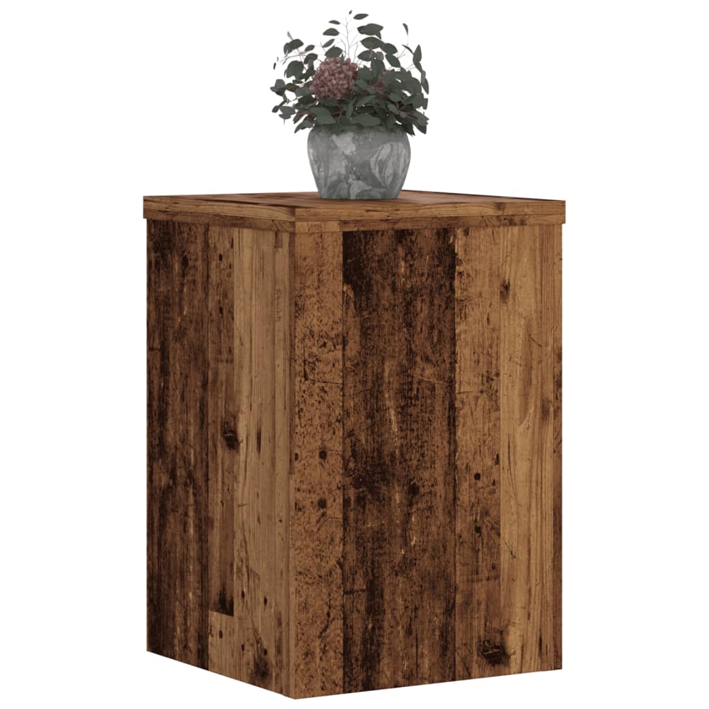 2 db antik fa színű szerelt fa növénytartó állvány 25x25x35 cm