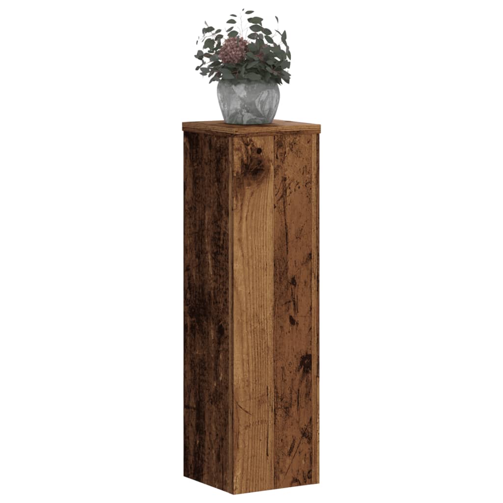 2 db antik fa színű szerelt fa növénytartó állvány 17x17x60 cm