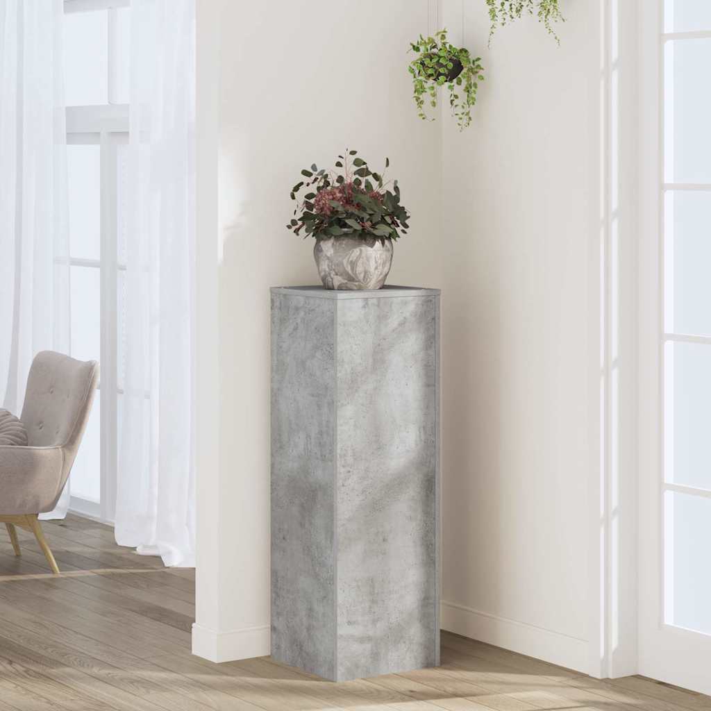 betonszürke szerelt fa növényállvány 33 x 33 x 100 cm