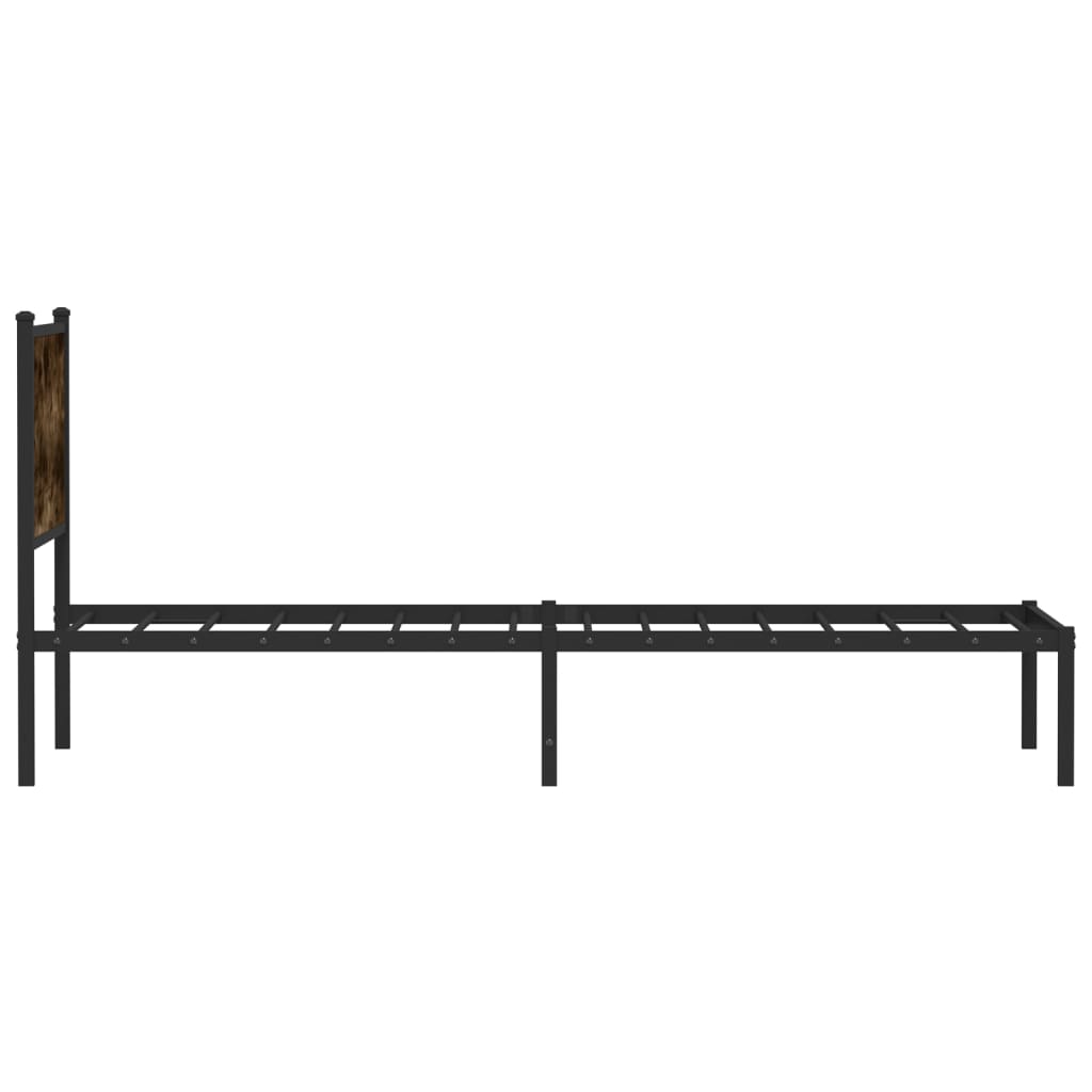 füstös tölgy színű fém ágykeret matrac nélkül 75 x 190 cm