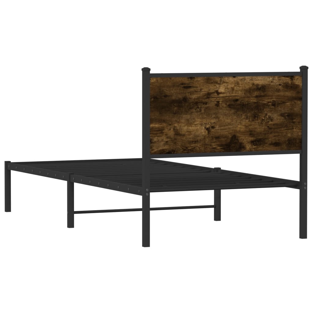 füstös tölgy színű fém ágykeret matrac nélkül 80 x 200 cm