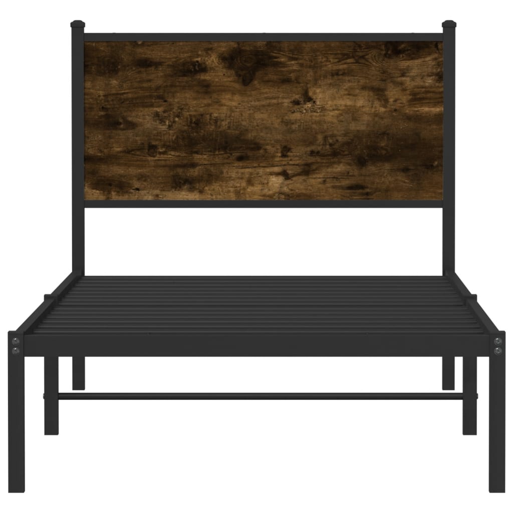 füstös tölgy színű fém ágykeret matrac nélkül 90 x 200 cm