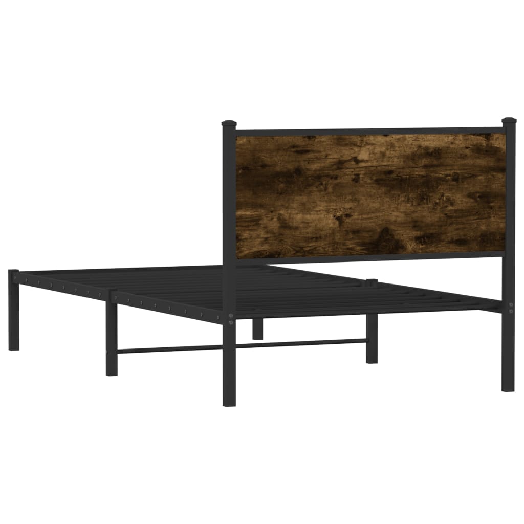 füstös tölgy színű fém ágykeret matrac nélkül 107 x 203 cm