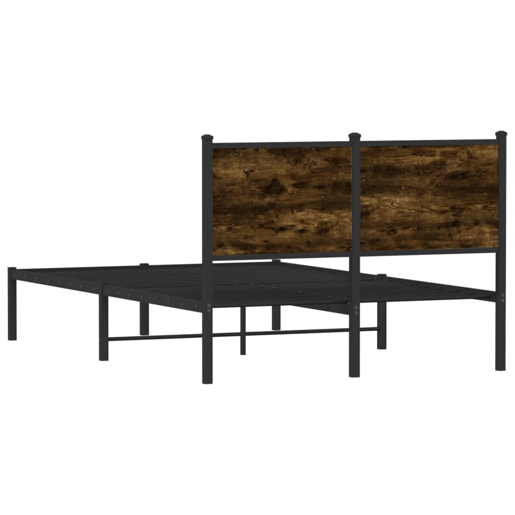füstös tölgy színű fém ágykeret matrac nélkül 120 x 190 cm