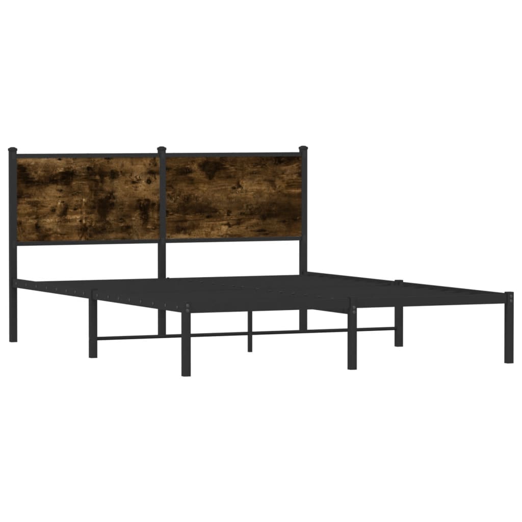 füstös tölgy színű fém ágykeret matrac nélkül 140 x 190 cm