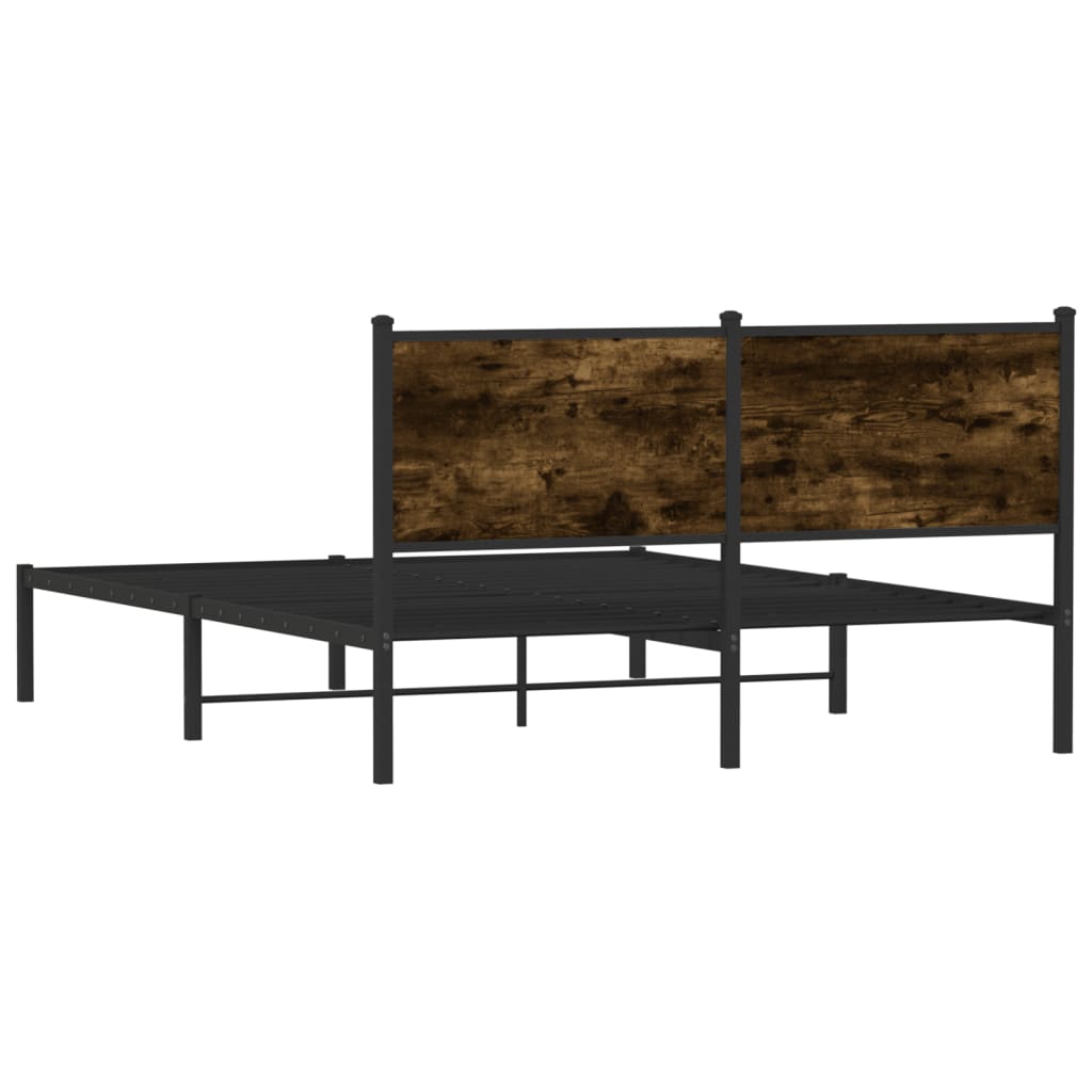 füstös tölgy színű fém ágykeret matrac nélkül 140 x 190 cm