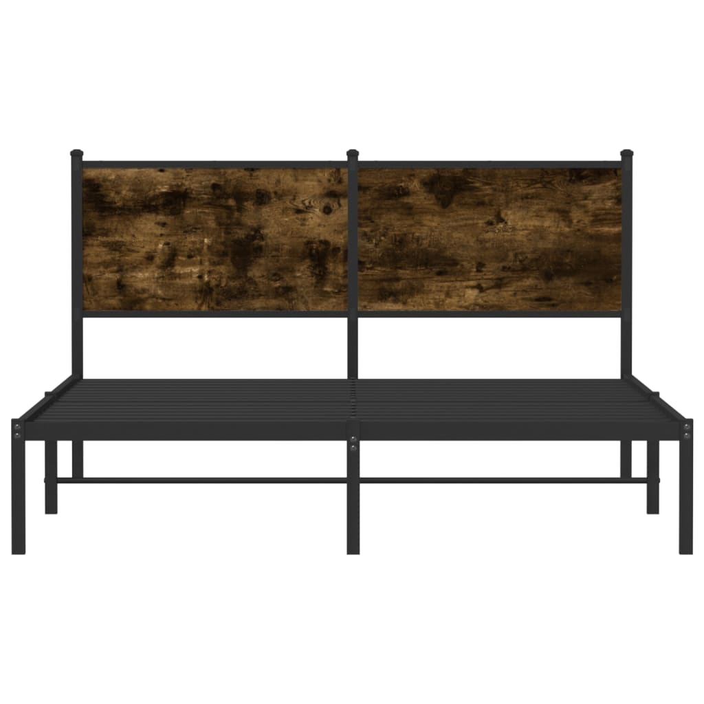 füstös tölgy színű fém ágykeret matrac nélkül 140 x 200 cm