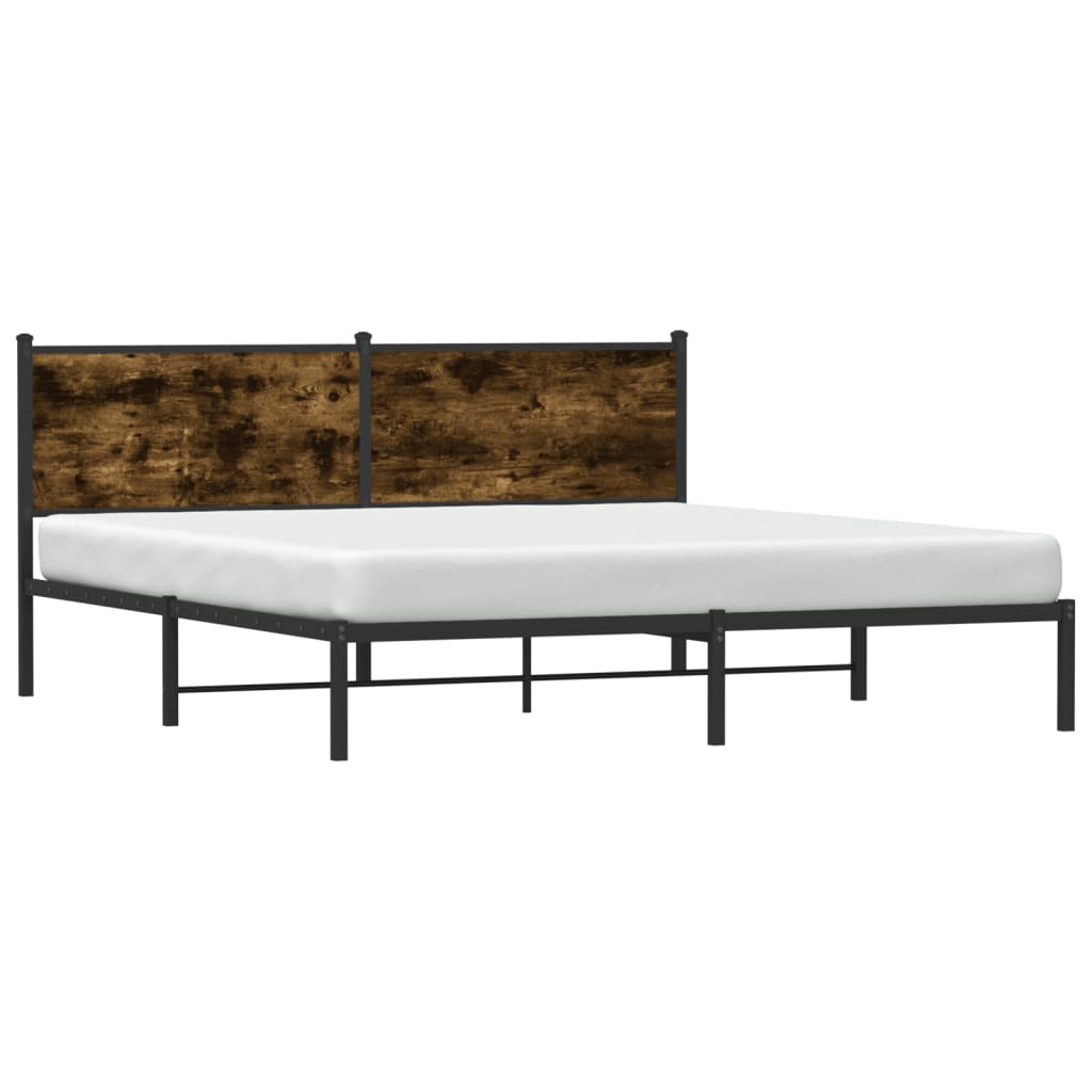 füstös tölgy színű fém ágykeret matrac nélkül 160 x 200 cm