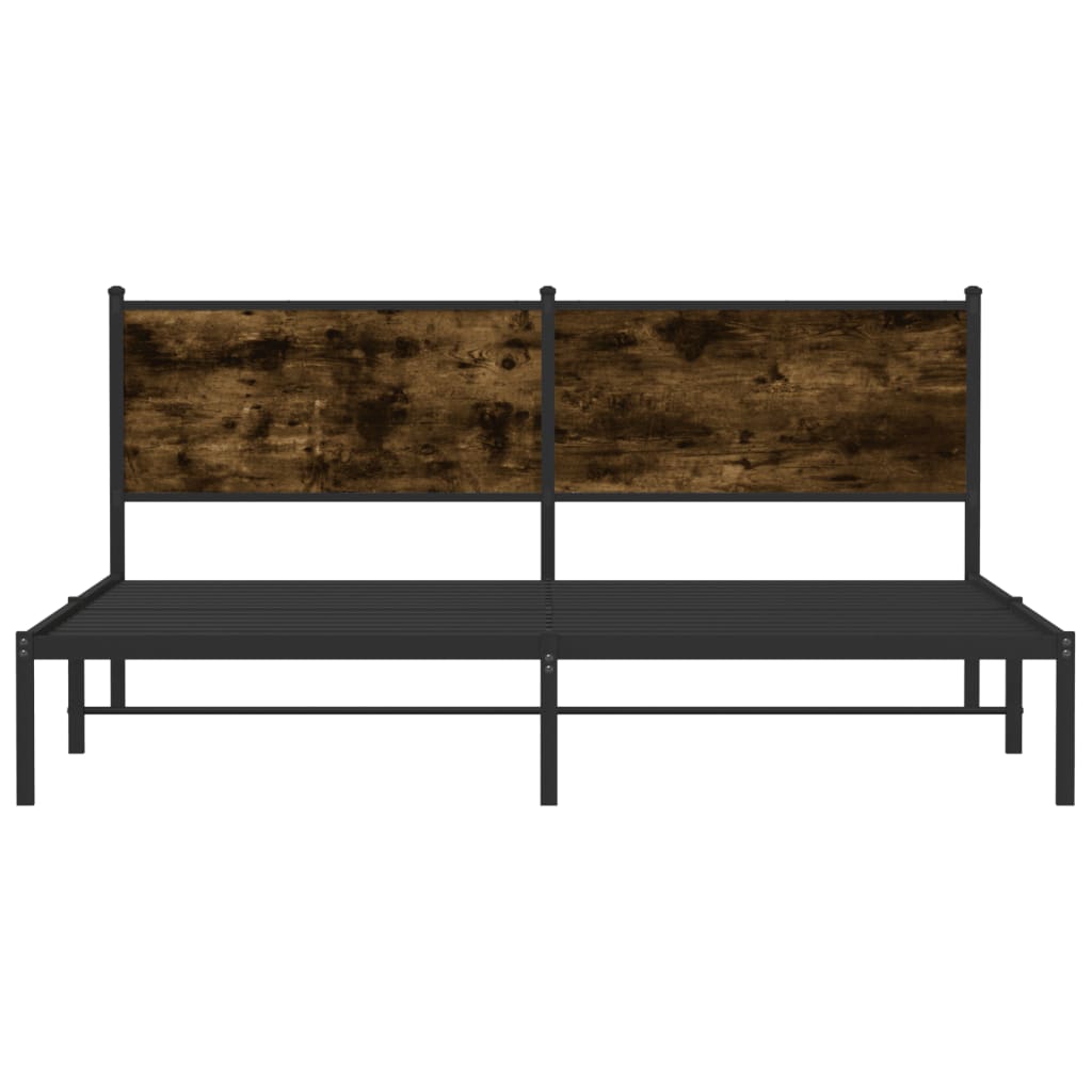 füstös tölgy színű fém ágykeret matrac nélkül 180 x 200 cm