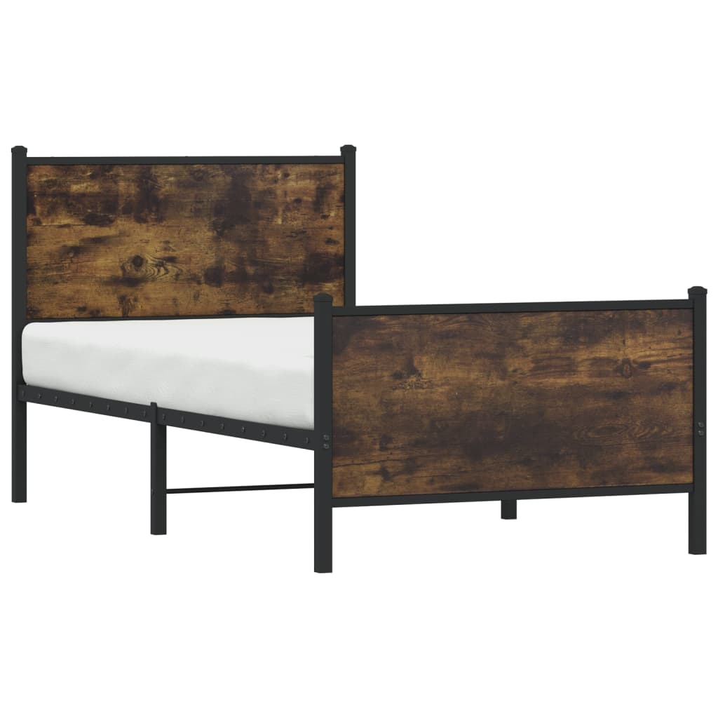 füstös tölgy színű fém ágykeret matrac nélkül 75 x 190 cm