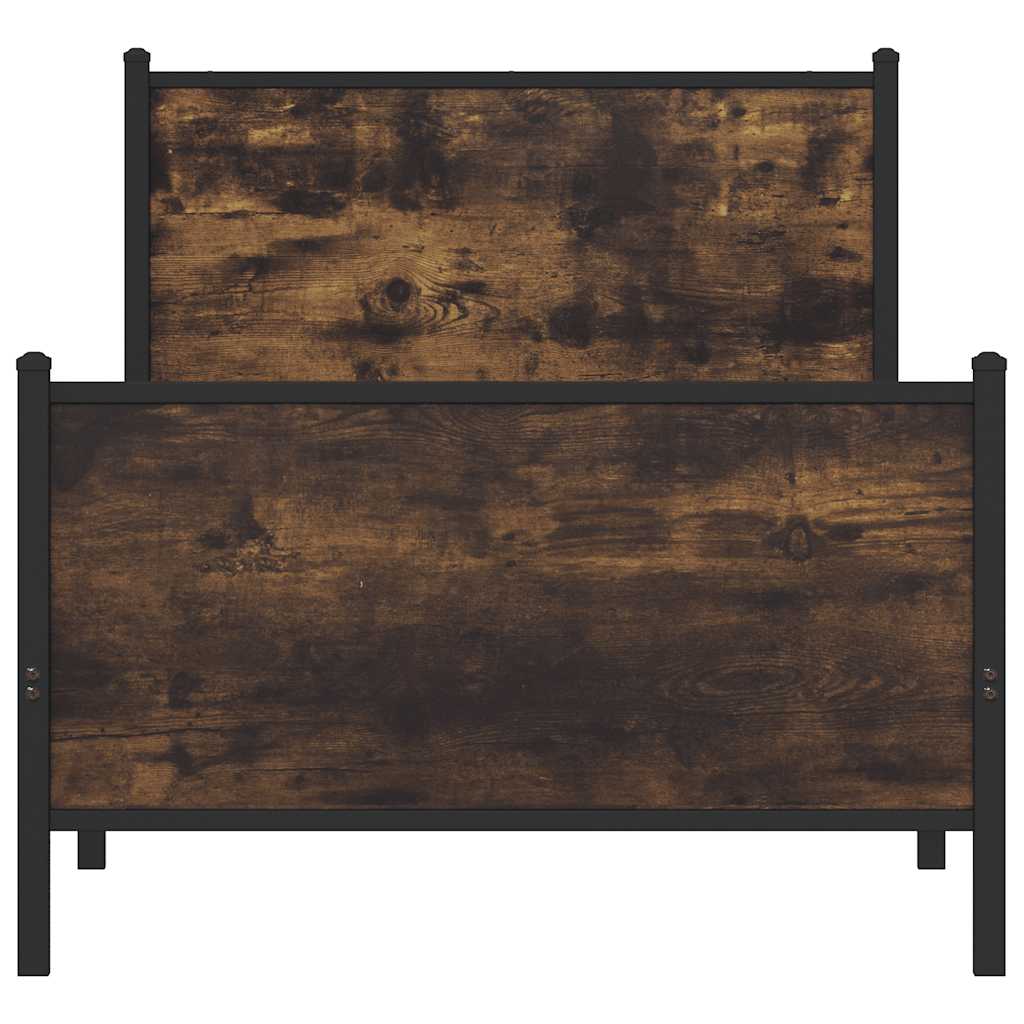 füstös tölgy színű fém ágykeret matrac nélkül 80 x 200 cm