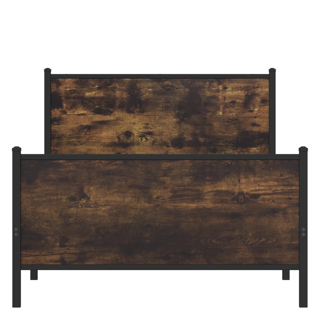 füstös tölgy színű fém ágykeret matrac nélkül 100 x 200 cm