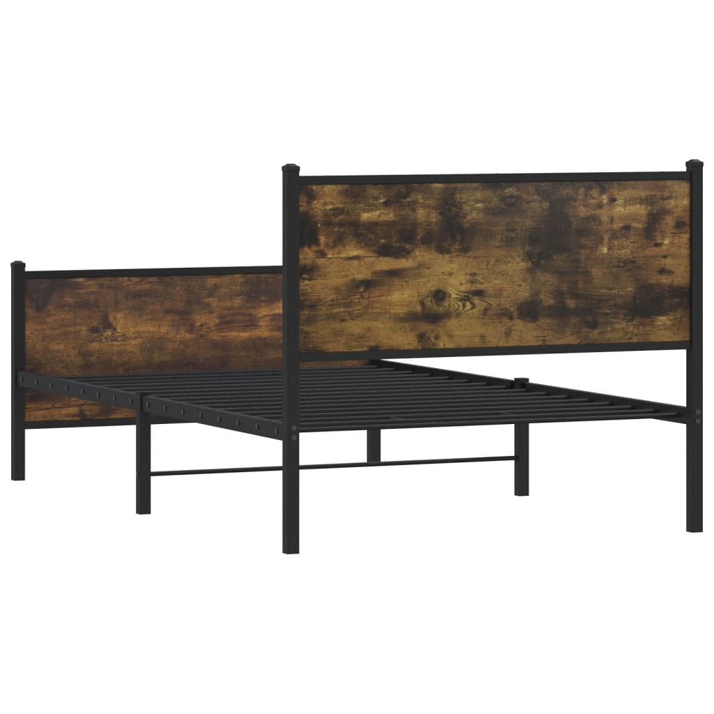 füstös tölgy színű fém ágykeret matrac nélkül 107 x 203 cm