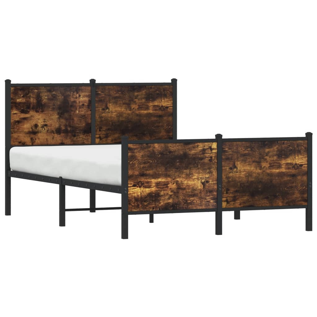 füstös tölgy színű fém ágykeret matrac nélkül 120 x 190 cm