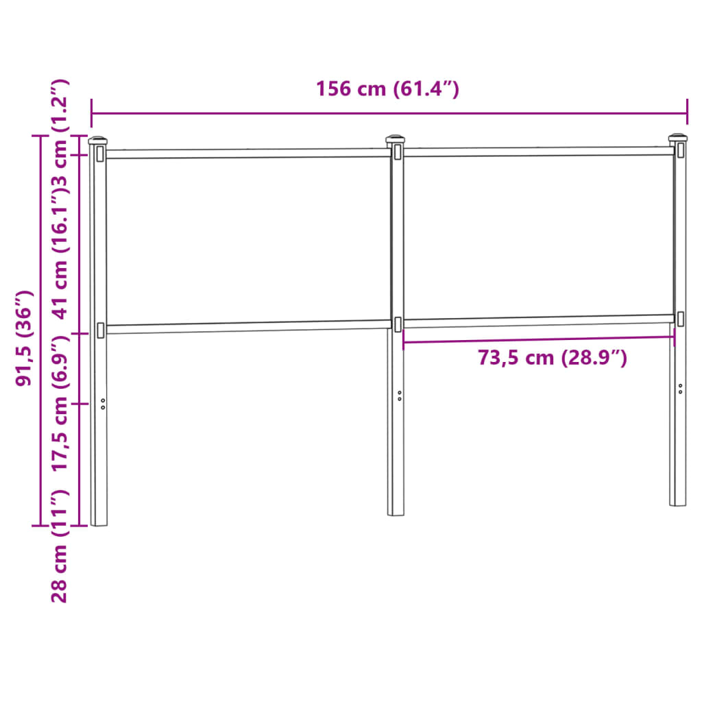 füstös tölgy színű szerelt fa és acél csere fejtámla 150 cm