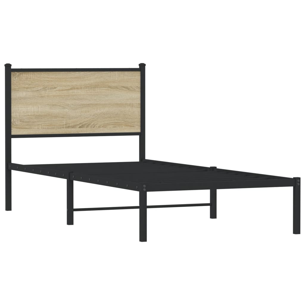 sonoma tölgy színű fém ágykeret matrac nélkül 75 x 190 cm