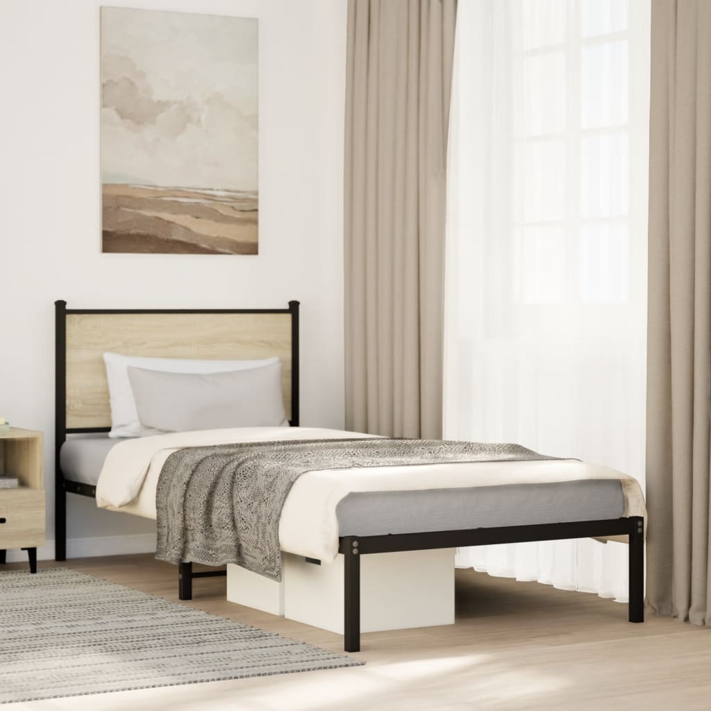 sonoma tölgy színű fém ágykeret matrac nélkül 75 x 190 cm