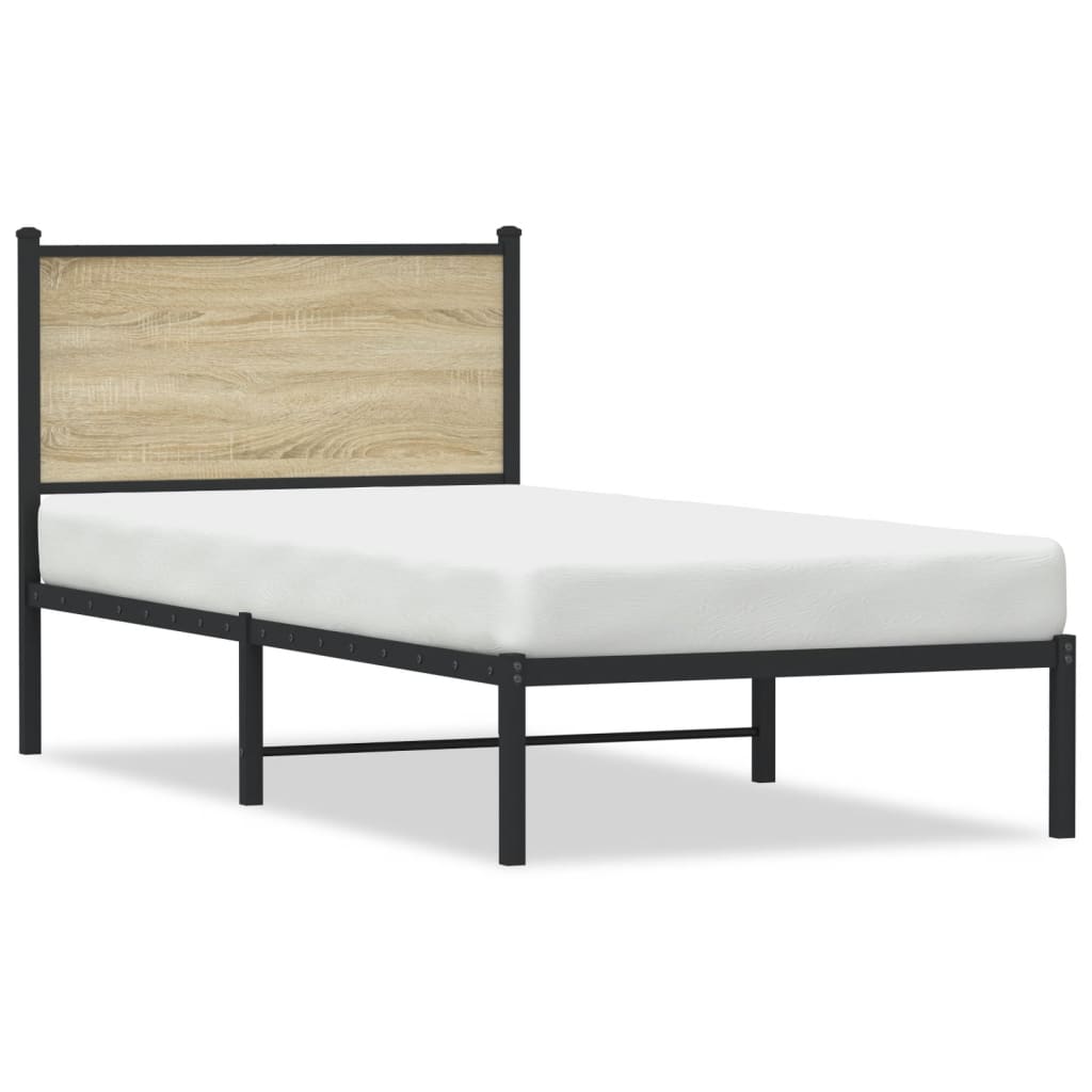 sonoma tölgy színű fém ágykeret matrac nélkül 80 x 200 cm