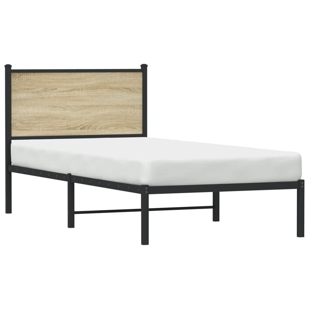 sonoma tölgy színű fém ágykeret matrac nélkül 80 x 200 cm
