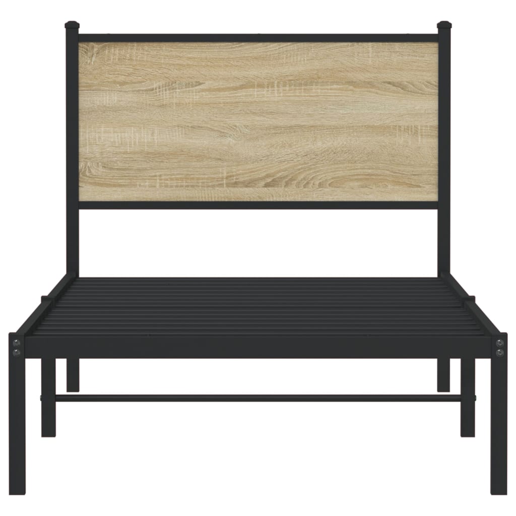 sonoma tölgy színű fém ágykeret matrac nélkül 80 x 200 cm
